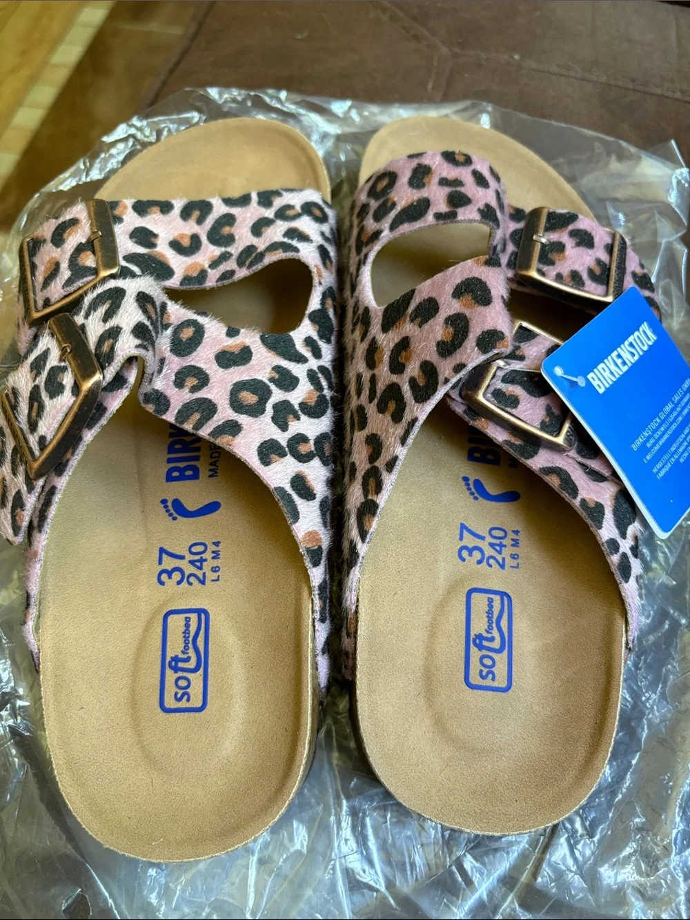 Birkenstock Arizona Leopard Print Sandals in Pink and Brown - Picture 4 of 4